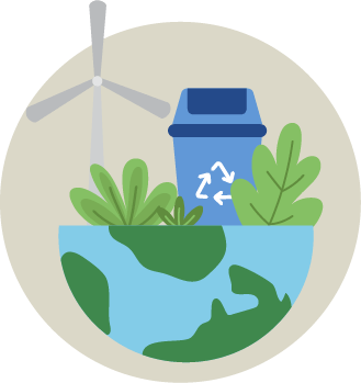 Planeta con molino de viento